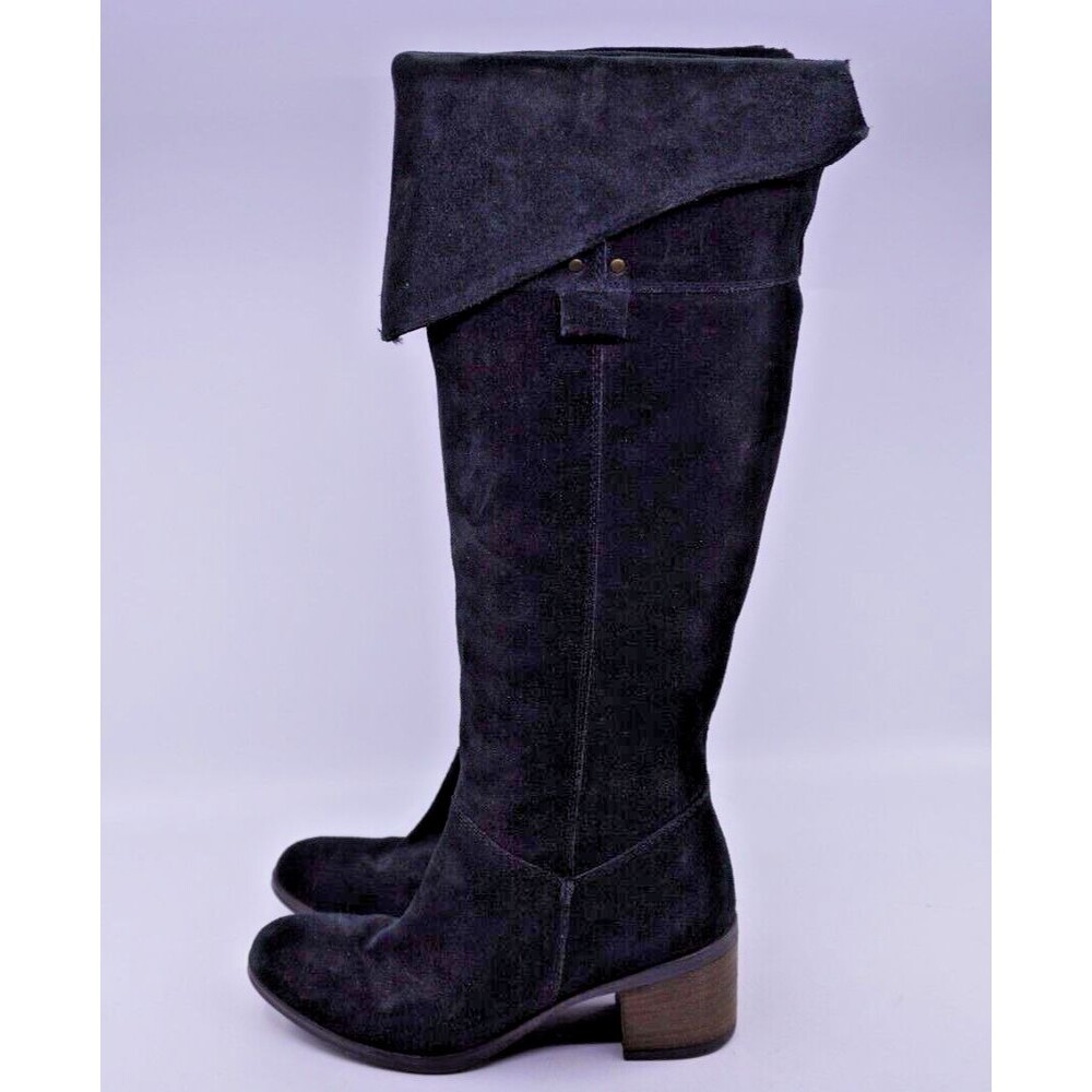 Clarks Boots Womens Size 6M Black Suede Tall Knee High Maye Aster Riding Romania